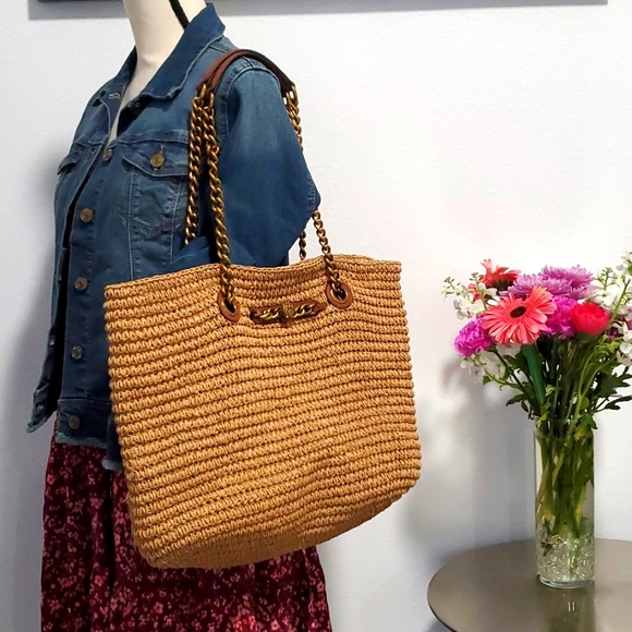 Kurt Geiger Handbags - Kurt Geiger Chelsea Raffia Large Tote